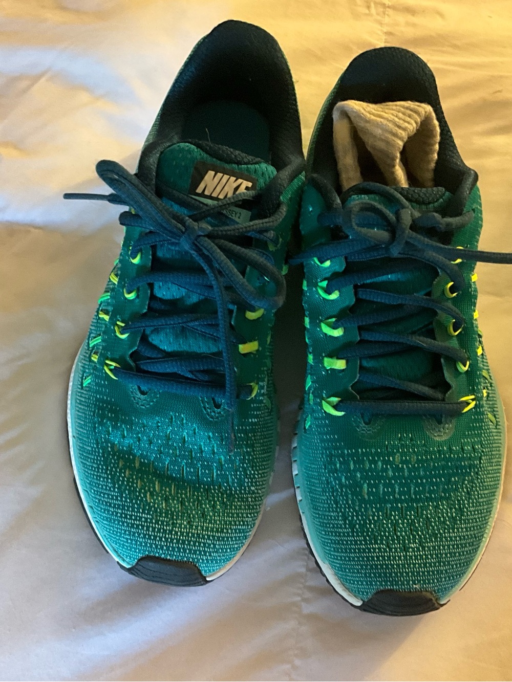 Nike Teal & Neon Yellow Lace-Up Running Sneakers